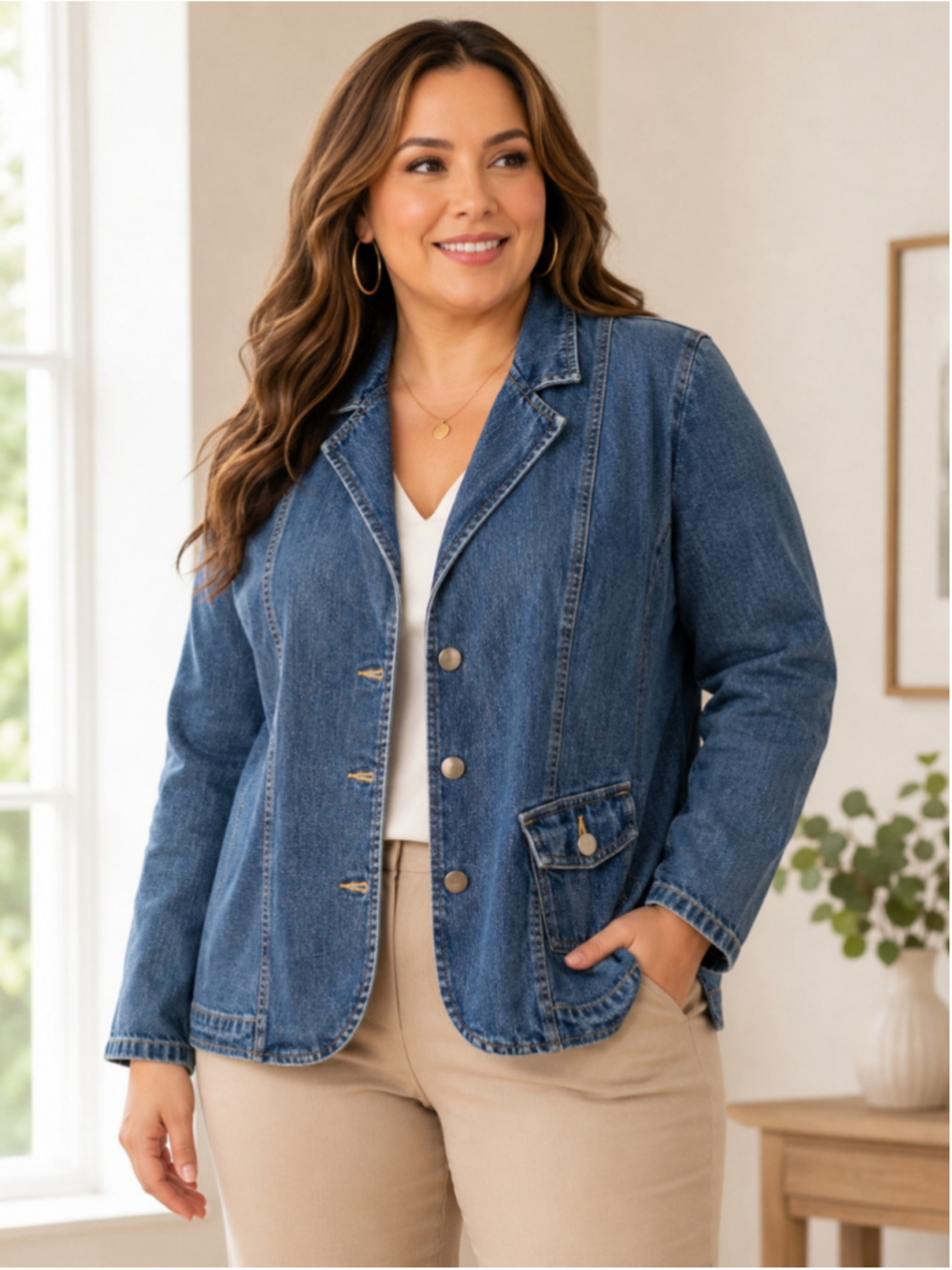 Kim Rogers Blue Denim Jean Jacket Women’s Size L